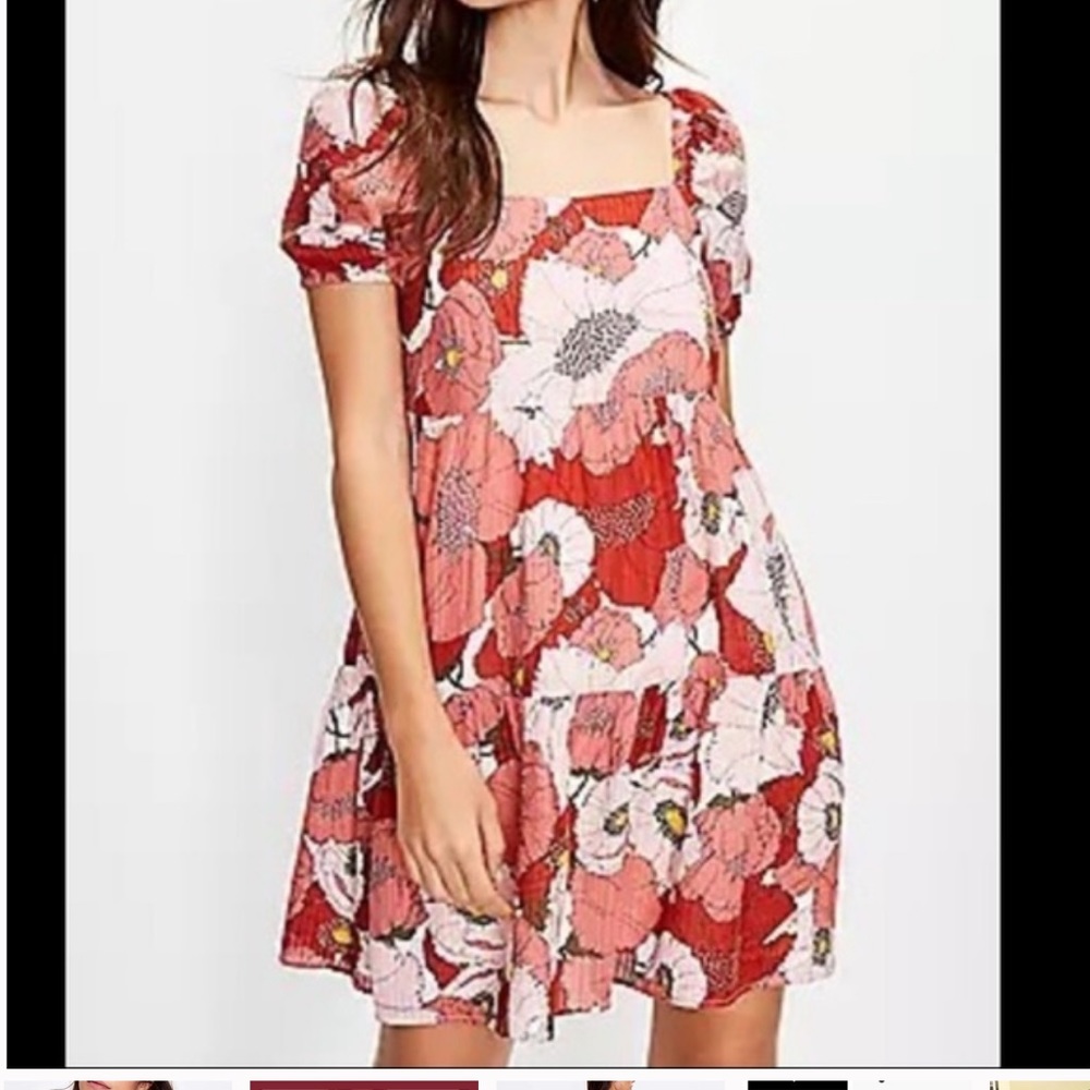Loft Poppy Square Neck Puff Sleeve Dress size 2